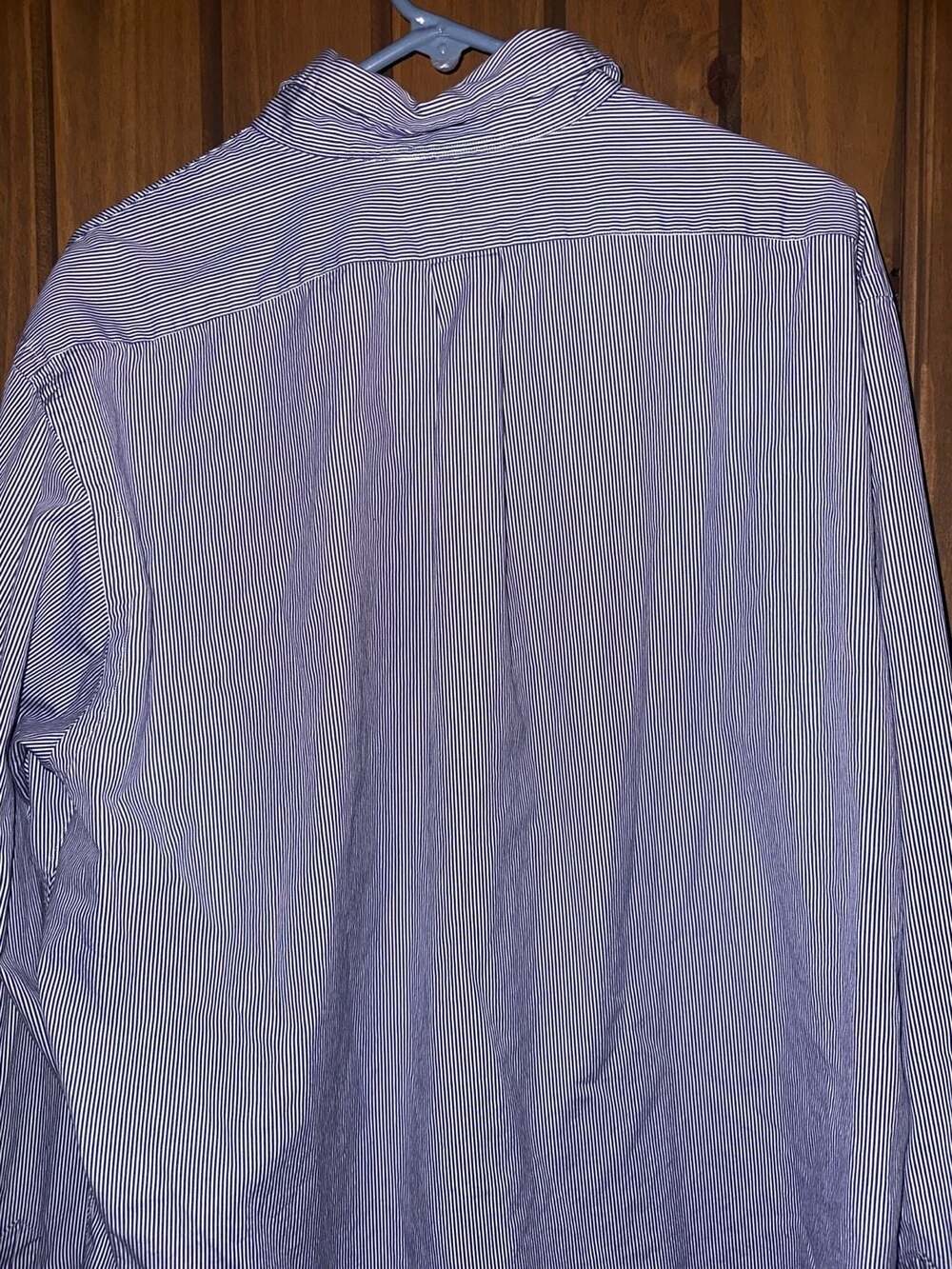 Ralph Lauren Custom Fit Blue and White Striped Long Sleeve Button Down Shirt Siz - Picture 5 of 6